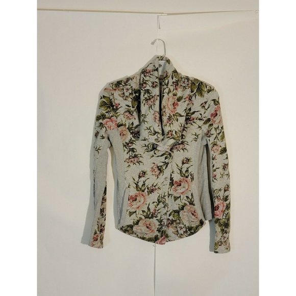 Philosophy Gray Floral Print Snap Button Soft Shel - Picture 7 of 12